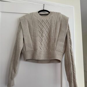 Babaton Beige Cable Knit Sweater